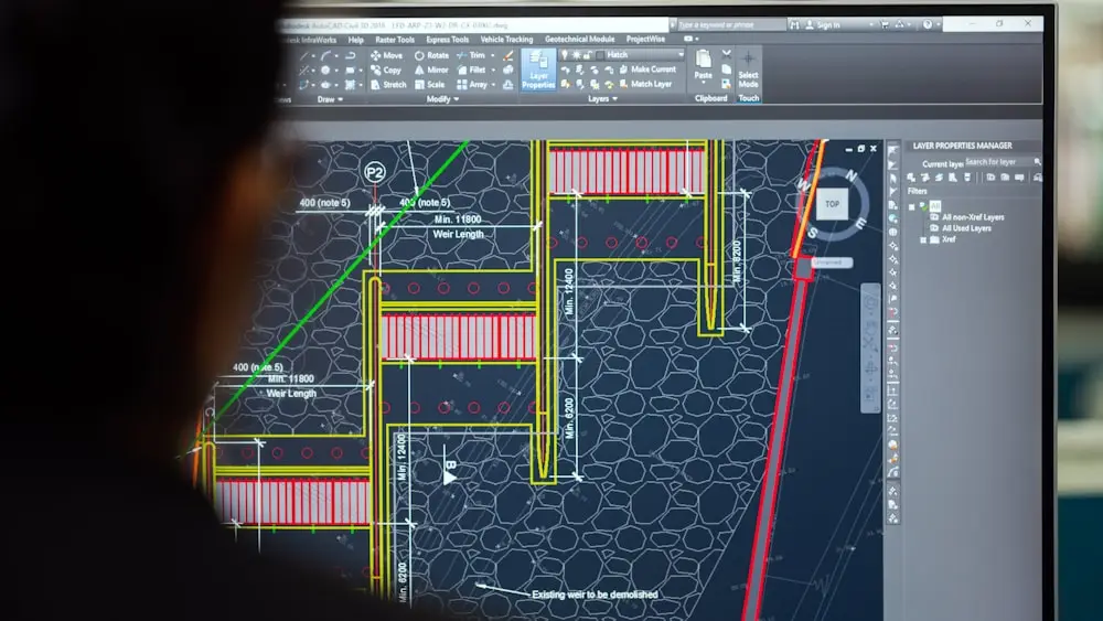 A technical drawing open on a CAD screen